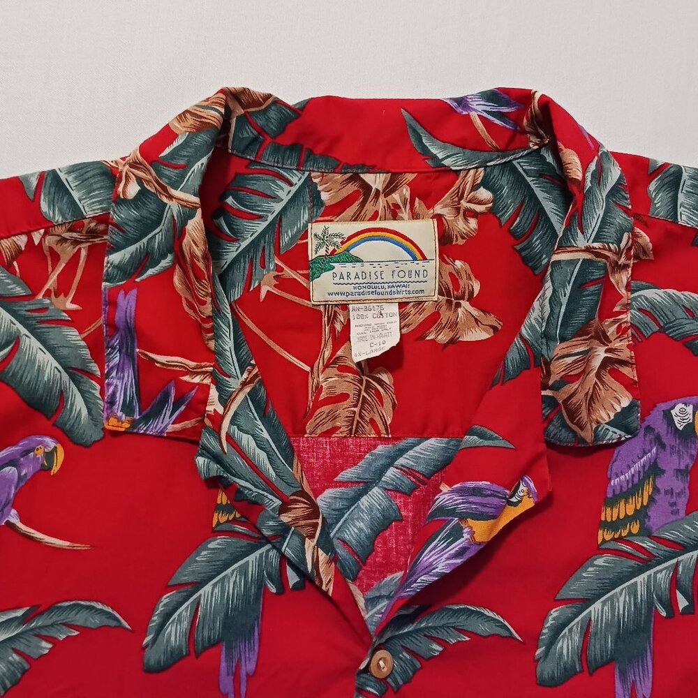 Paradise Found Hawaiian Short Sleeve Jungle Bird Magnum PI Button Down Shirt 4XL - Picture 7 of 13